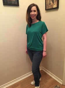My "mom uniform" of cute top, jean leggings and Converse.